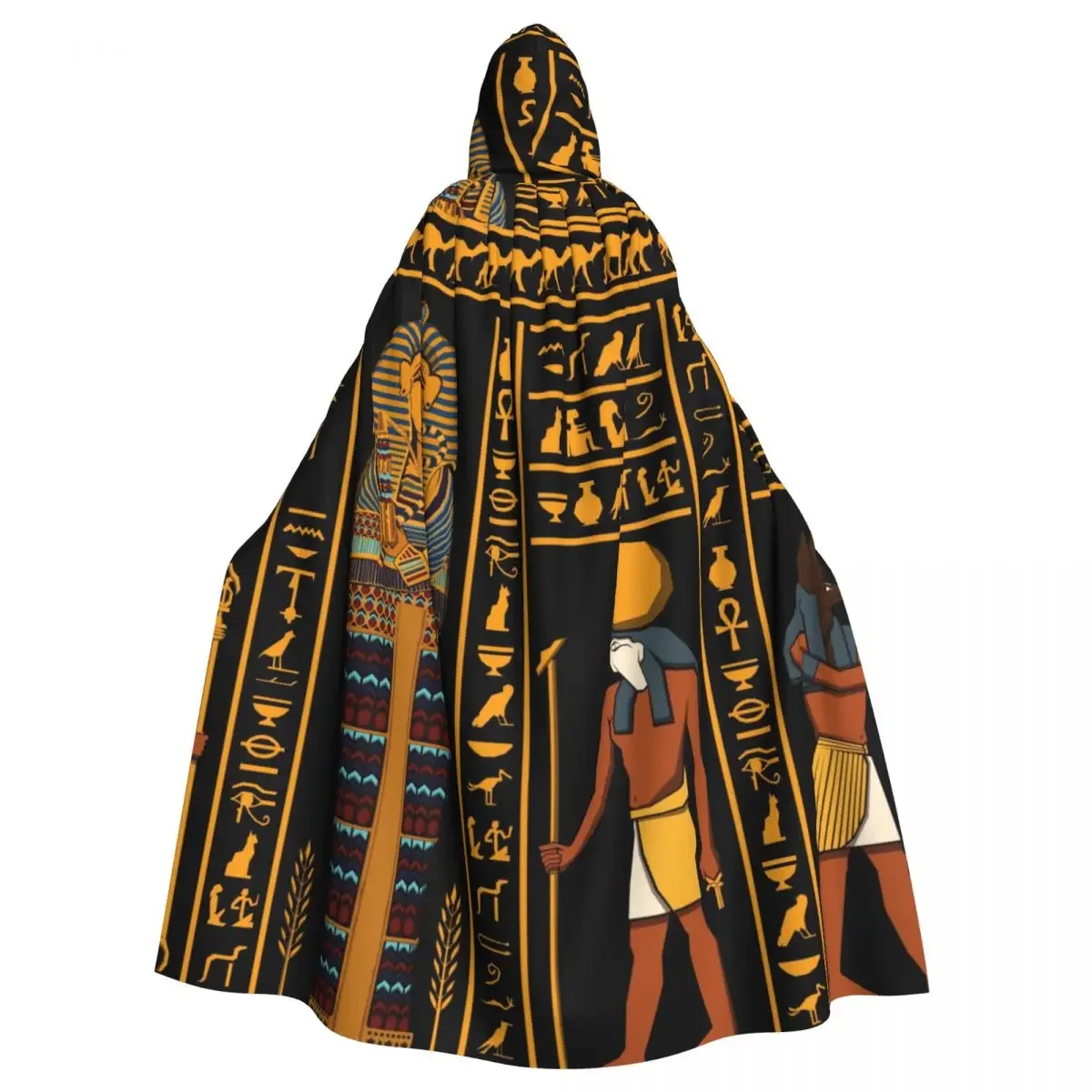 

Unisex Adult Retro Egyptian Gods And Ancient Egyptian Hieroglyphs Cloak With Hood Long Witch Costume Cosplay