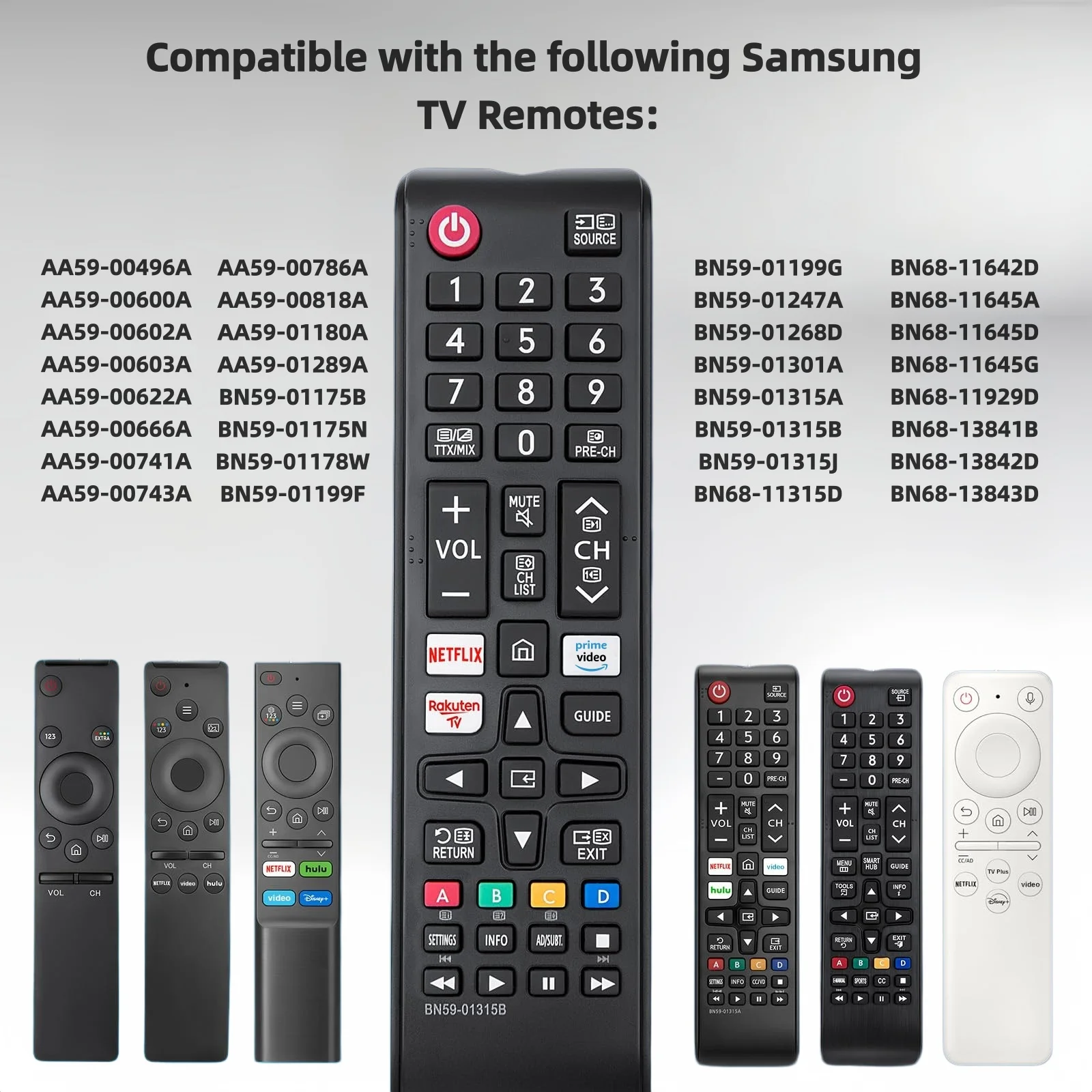 삼성 모든 TV 리모컨용 범용 리모컨, 모든 삼성 스마트 TV, LED, LCD, HDTV, 3D, 시리즈 TV와 호환되는 교체용 리모컨