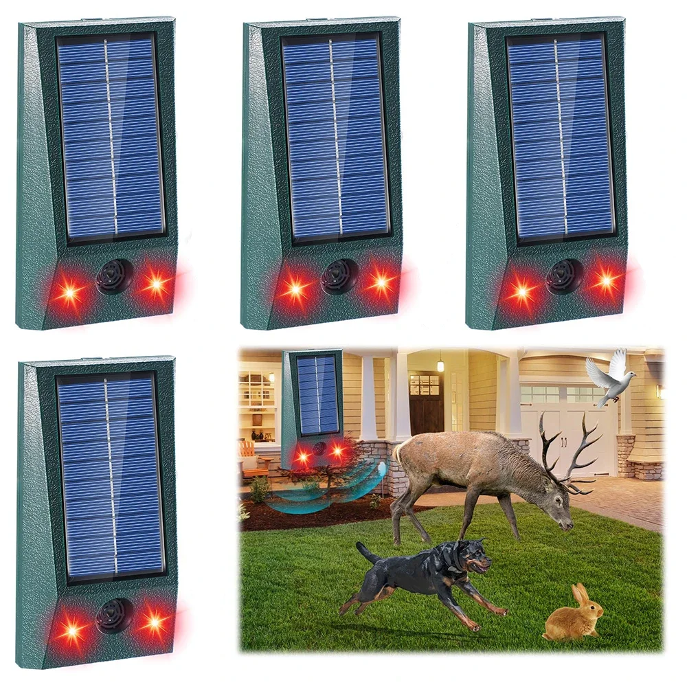 Solar Powered Ultrasonic Electronic Bird Repellent Waterproof Pigeon Deterrent LED Flashing Pest Yard Control