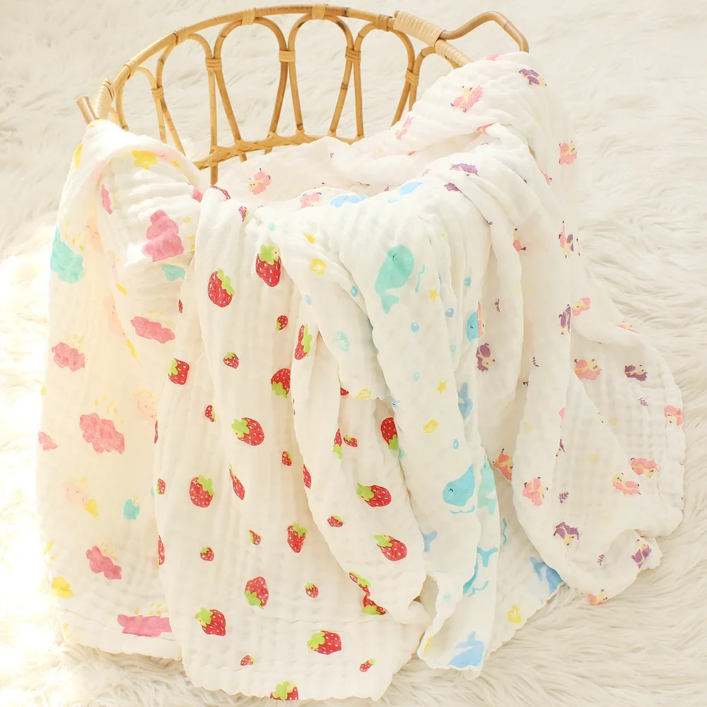 6 Layers Swaddle Blanket Baby Blankets Newborn Organic Bedding Cover Quilt White Color Baby Bath Towel 6