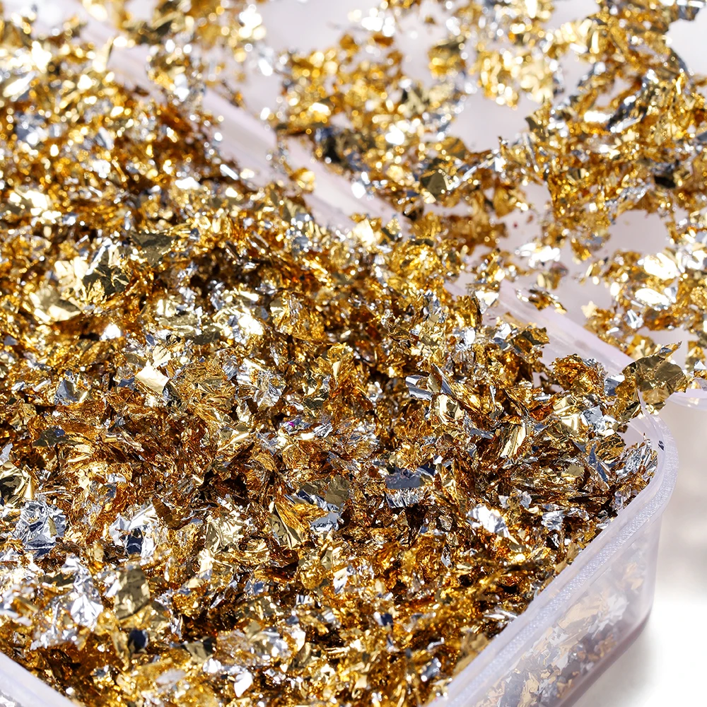 Gold Foil Flakes for Resin, 30g Gold Leaf Flakes for Nail Art, Painting,  Crafts, Slime and Resin Jewelry Making (10g / Bottle)