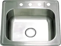 Kingston Brass Gourmetier GKTS25228 Studio Self Rimming Single Bowl Sink, 25-Inch L × 22-Inch W × 8-Inch H 1