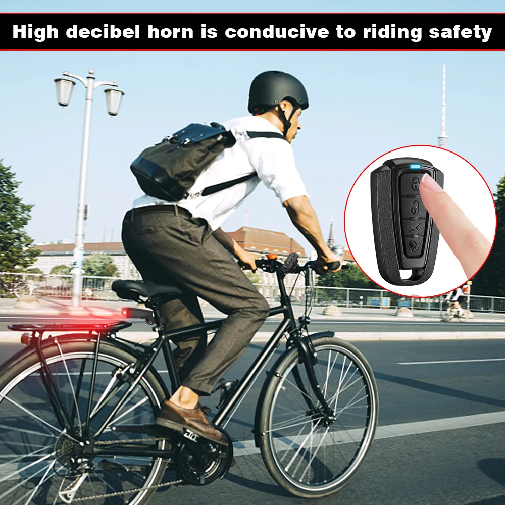 2024 Bicycle Light Anti Theft Alarm Wireless Waterproof Auto Brake Sensing Remote Control USB Bike Taillight Horn Lamp Alarm images - 6