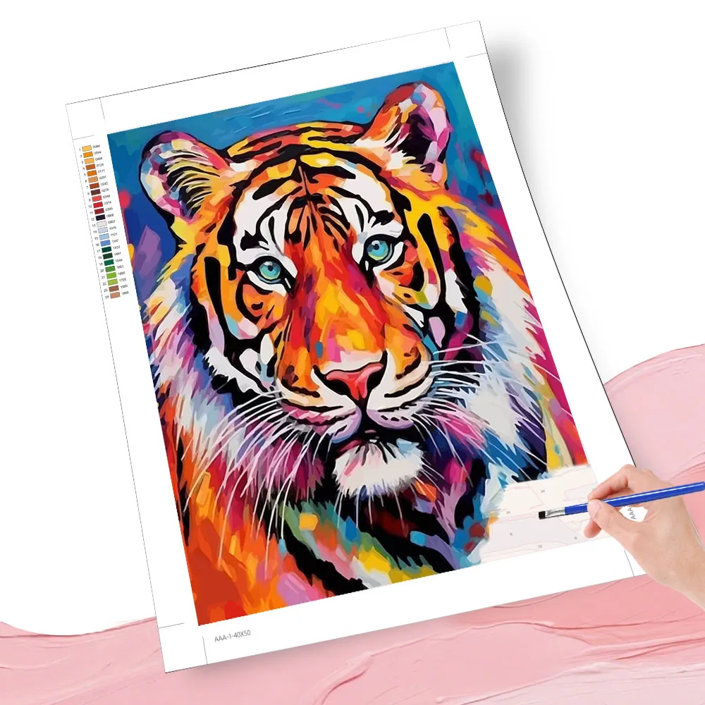 Colorful Tiger DIY Paint-By-Number Kit – Animal Wall Art Canvas 2