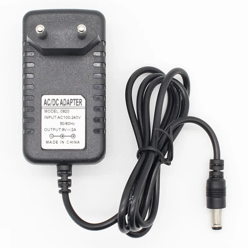 1PCS 고품질 AC/DC 9V 2A 스위칭 전원 공급 장치 어댑터 역 극성 부정적인 외부 EU 플러그 5.5mm x 2.1mm-2.5mm