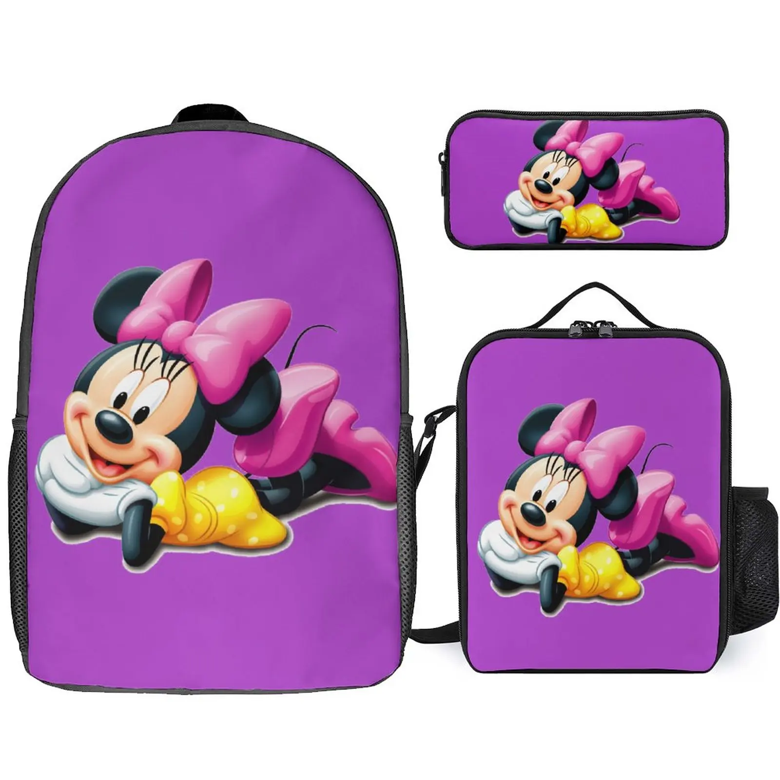 

Teen Large Capacity Computer Bag Custom Any Pattern Photo Disney 3D Printed Satchel Set Backpack Pencil Case Lunch Bag