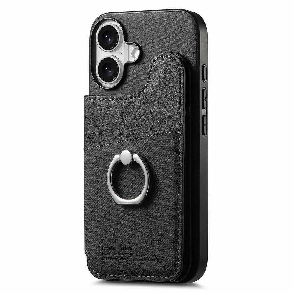 Wallet Double Button Magnet Leather RFID Card Case and Back Cover
