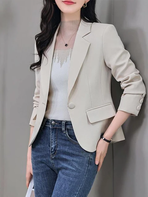 Women Slim Blazer Top Formal Work Jacket Ladies Long Sleeve Outwear Suit  Coat