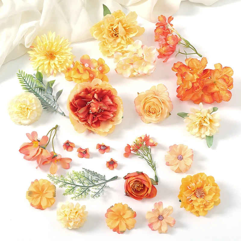 Gemischte künstliche Blumen, Rosenköpfe, künstliche Seidenblumen für Heimdekoration, Hochzeitsdekoration, Basteln, Girlande, Sammelalbum, Geschenke, Zubehör – Detail 14