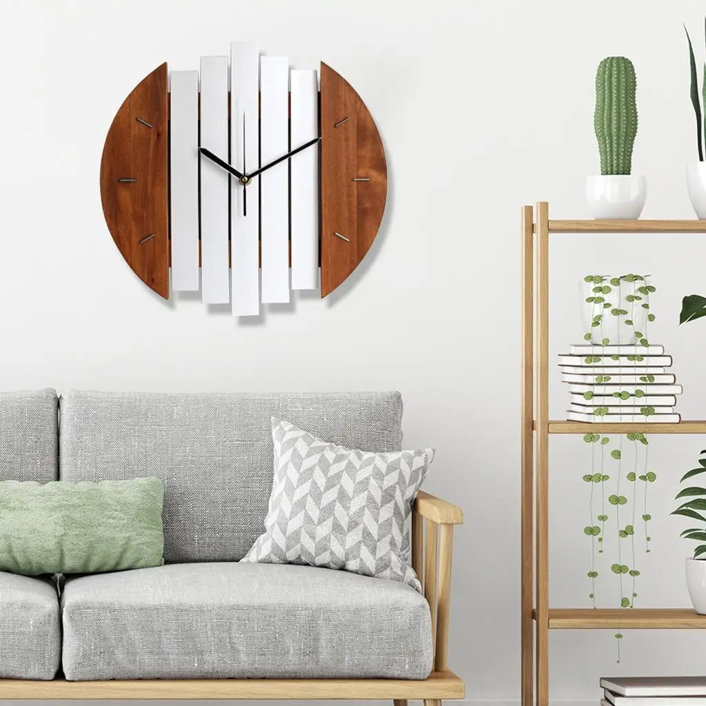 

12'' Wooden Wall Clock with Silent Movement - Modern Style Xylophone