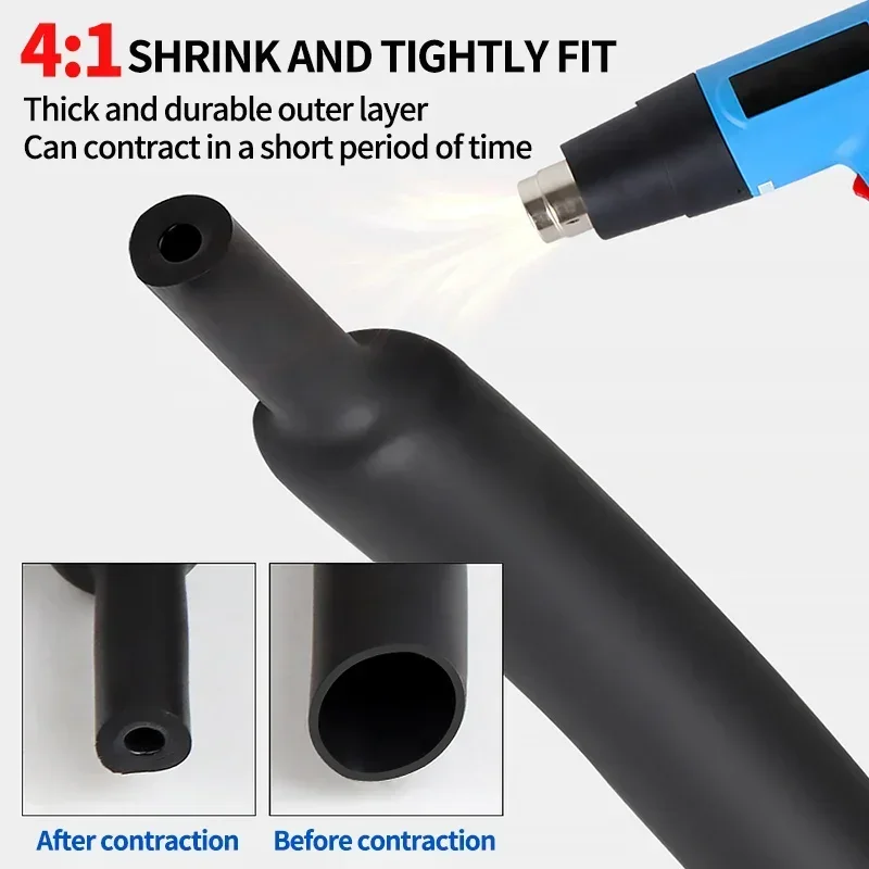 4:1 Heat Shrink Tube With Glue Thermoretractile Heat Shrinkable Tubing Dual Wall Shrink Tubing 4 6 8 12 16 20 24 32mm