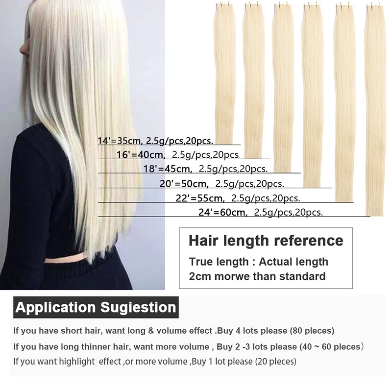 Straight Tape In Hair Extensions 24 26 28 30'' Invisible Skin Weft PU Remy Human Hair Adhesive Natural Blonde Hairpiece