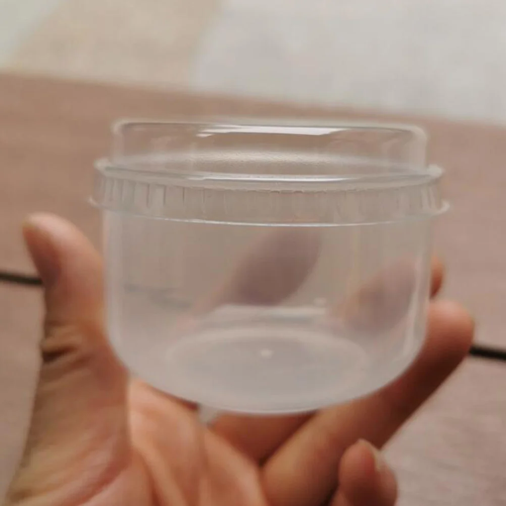 50Sets Baking Pudding Cup Japanese Pudding beaker with Lid Transparent Dessert Containers Cup High Temperature Resistant
