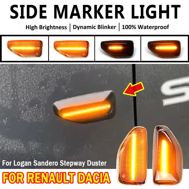 LED Side Marker Light For Renault For Dacia Sandero Duster II HM II sedan  MCV Sandero II Stepway Turn Signal Sequential Light - AliExpress