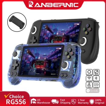 ANBERNIC-consola de juegos portátil RG556, Retro, pantalla AMOLED de 5,48 ", WIFI, reproductor de videojuegos Android, compatible con transmisión de asistente AI