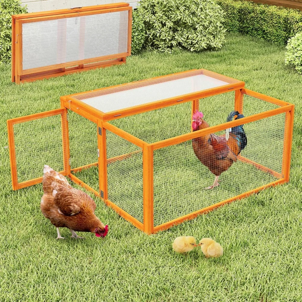 Chicken Coop with UV-Proof Panel, Garden Stakes, Wooden Rabbit Hutch ...
