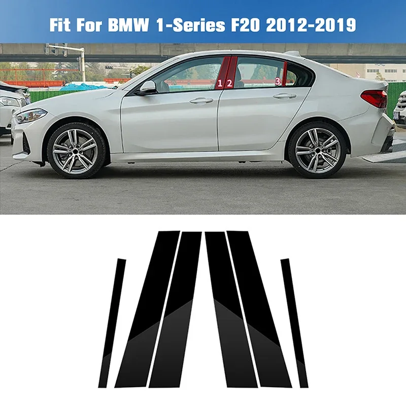 자동차 스타일링 문짝 창문 기둥 포스트 트림 커버, BMW 1 시리즈 F20 2012-2019 2013 2014 2015 2016-2018, 자동차 액세서리, 6 개