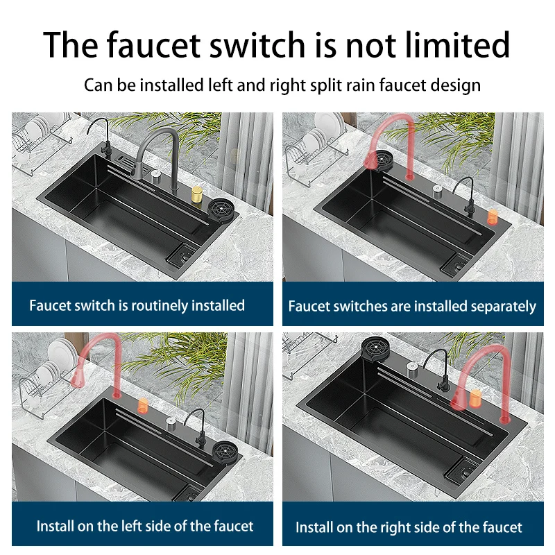 Ortonbath Waterfall Wash multi-fonction 304 acier inoxydable Grand évier de  cuisine Poste de travail avec jet de pluie en cascade cuisine mélangeur d' évier de robinet - Chine Évier de cuisine, évier de