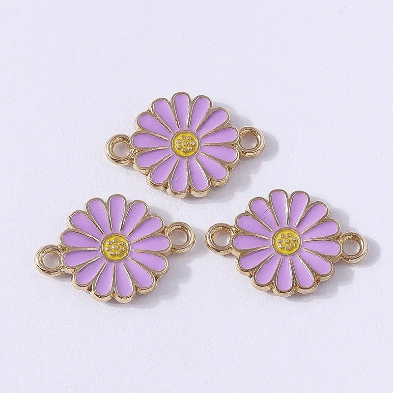 Duarte 20 Teile/los Mode Bunte Emaille Blume Charms Anschlüsse für Schmuck Machen DIY Armbänder Halsketten Handgemachte Handwerk Geschenk – Detail 10