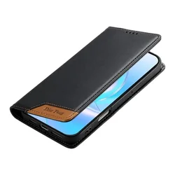 Premium PU Leather Wallet Phone Case with Card Holder & Magnetic Kickstand - Business Splicing Design - Sony Xperia 1 V (Black)