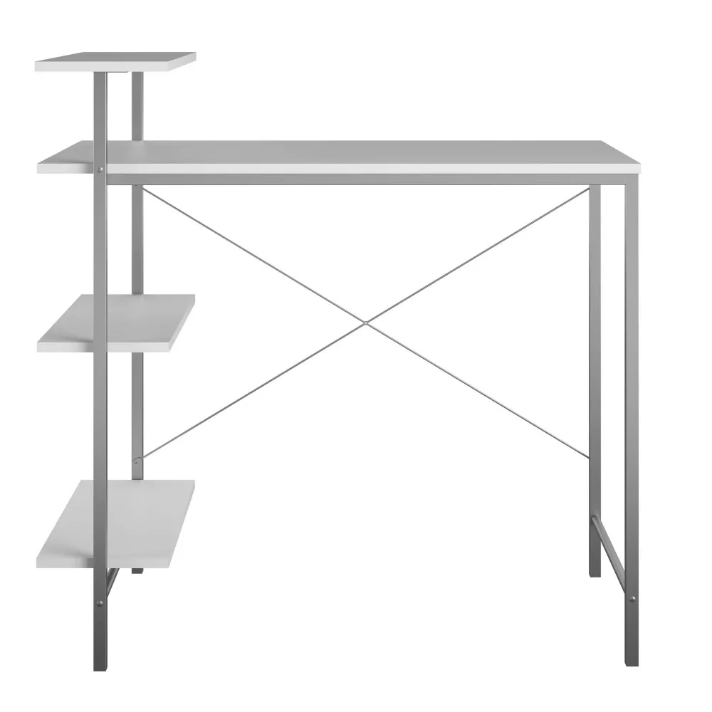 Mainstays Side Storage Desk - White Computer Desk,  Standing Desk,  Laptop Table