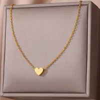 Collier Punk avec pendentif en forme de cœur pour femmes, couleur or, boucle OT en acier inoxydable, chaîne de cou perlée, ras du cou, accessoires de bijoux Y2K 5