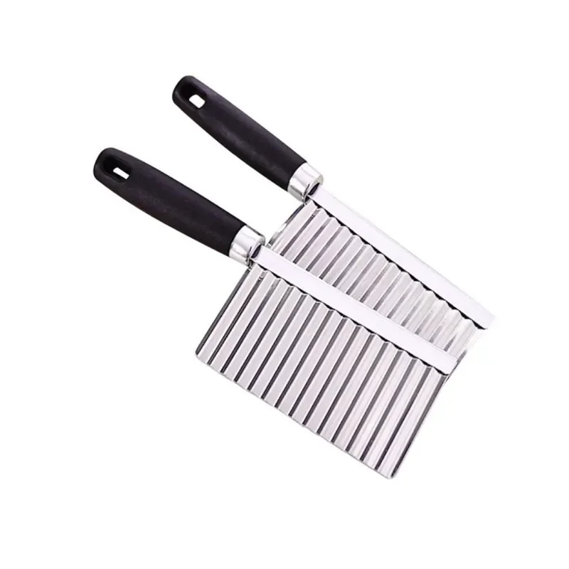Vegetable Slicer French Fry Cutter Stainless Steel Wavy Knife Potato Chip Slicer Dough Vegetable Fruit Chopper French Fry Maker Tools Cooking Kitchen Potato Cutter