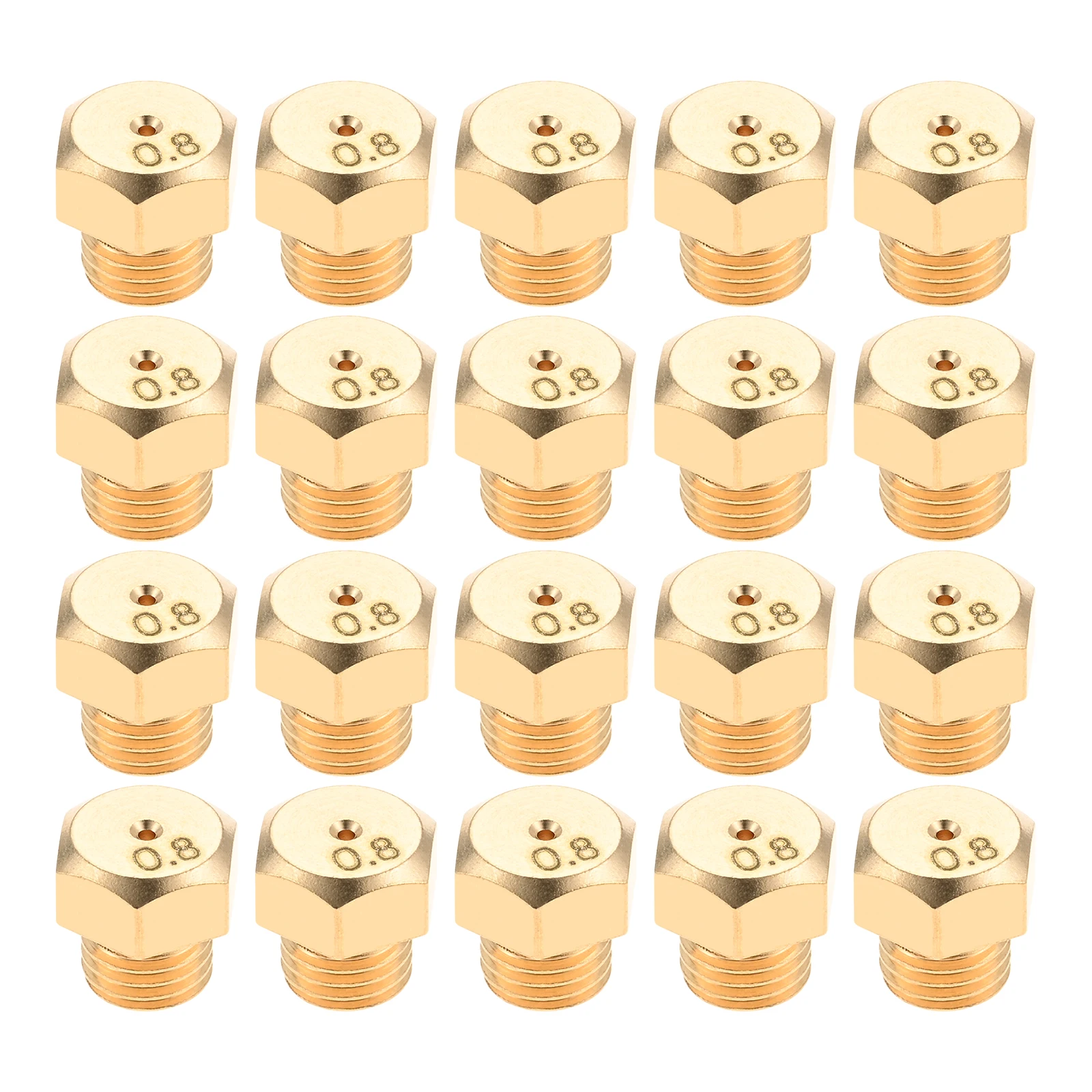 20pcs 1/4"-32unef Male Thread Brass Nozzle w/ 0.8mm Jet Hole for Propane Natural Gas Stove Grill Burner Nozzle Jets US Standard