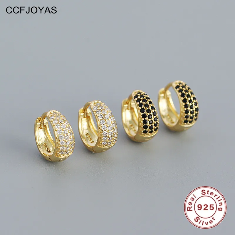 

CCFJOYAS 8.5mm 925 Sterling Silver Punk Rock Zircon U-shaped Small Hoop Earrings European and American Metal Style Fine Jewelry
