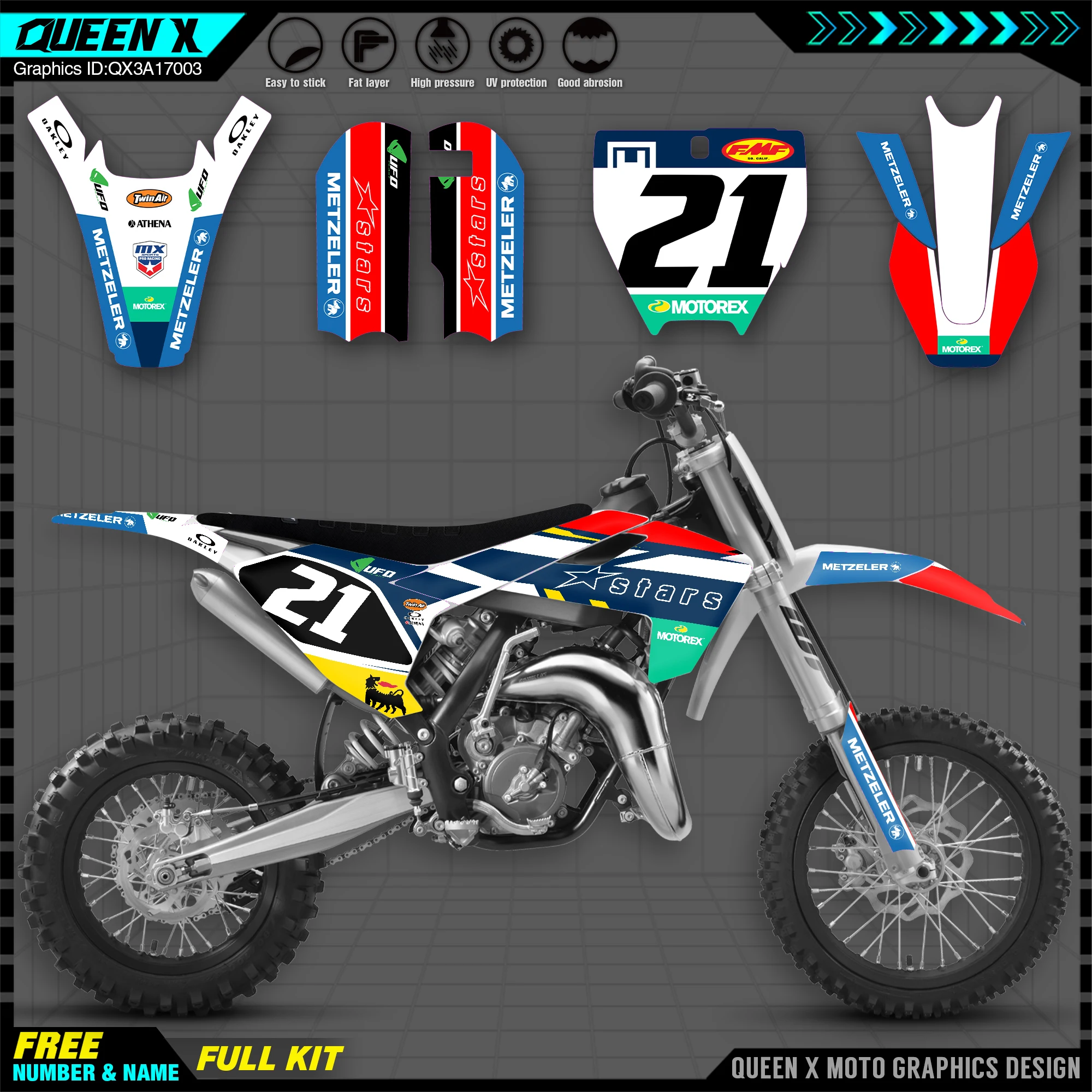 

NEW Team QUEEN X MOTOR GRAPHICS & BACKGROUND DECAL STICKER Kits Fit for Husqvarna TC 65 2017 2018 2019 TC65 Graphics