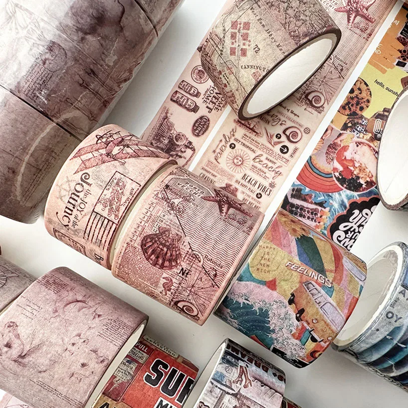 4 Rolls Retro Washi Tapes Map Washitape Scrapbooking Journal Supplies Diary Decorative Adhesive Tape Stationery Washi Tape Set 4