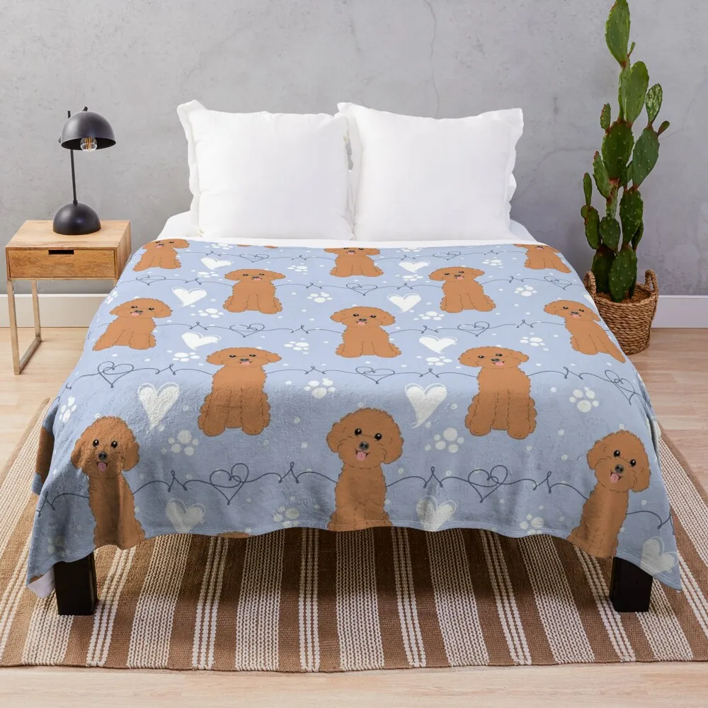 

LOVE Red Toy Poodle Throw Blanket Camping Quilt Summer Blankets