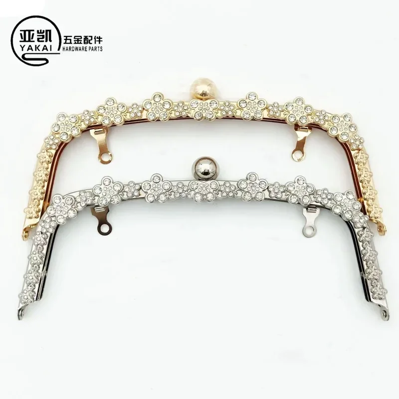 

22CM Fashion Arch Flower Diamond Metal Making Kiss Clasp Purse Frame For Bag Luxury Clutch Clasp To The Bag Accessories