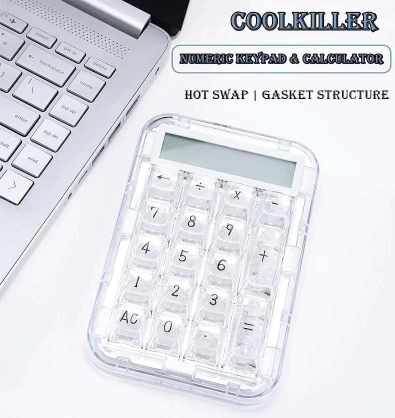 

CoolKiller Polar Bear Numpad 18Key Type-C Wired Hot-Swap Full Transparent Keypad Gasket Mechanical Keyboard White Backligh