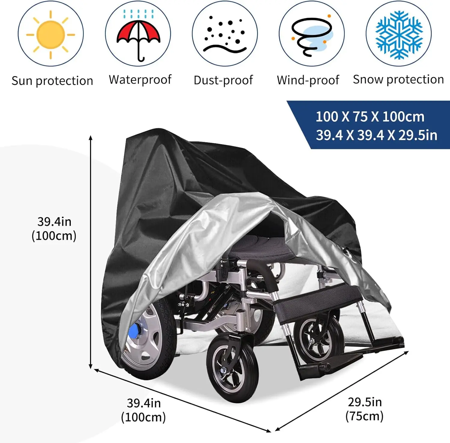 Wheelchair Cover Electric Mobility Scooter Cover Outdoor Protector from Dust Dirt Snow Rain Sun Rays Rolling Walker Cover