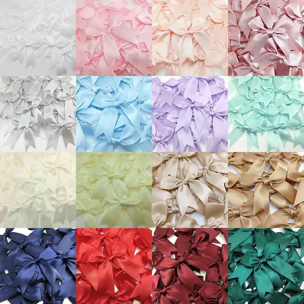 50PCS 85*85mm Satin Ribbon Bows Decoration For Craft Gift Flower Headwear Clothing DIY Wedding Invication Card Bags Party Decor ribbon decoration satin ribbons ribbon supplies satin ribbon