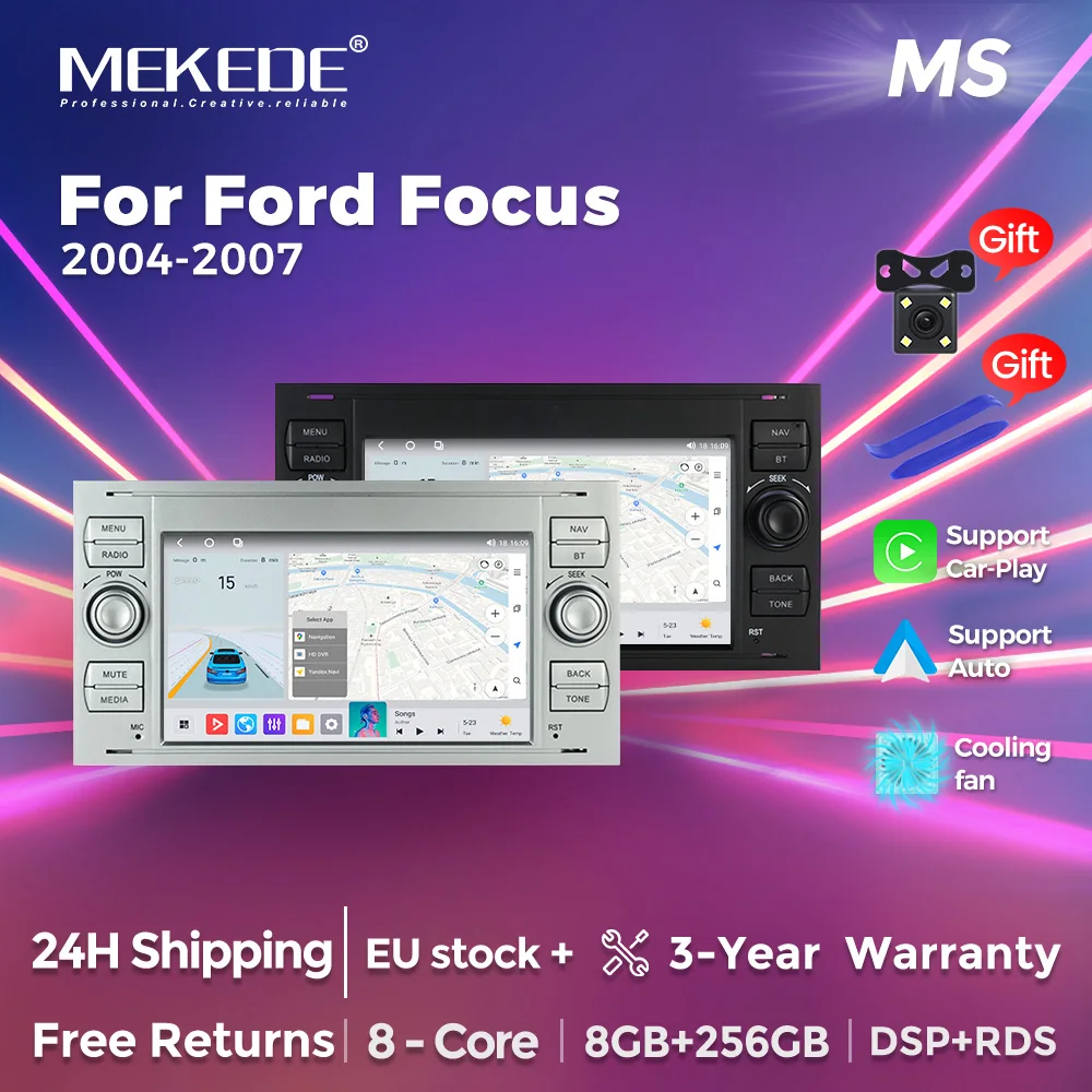 MEKEDE 7" Nawigator GPS do Forda Focus 2 Kuga Fiesta Mondeo C-Max Radio Samochodowe Stereo Bezprzewodowy Carplay Android Auto 2 Din Head Unit