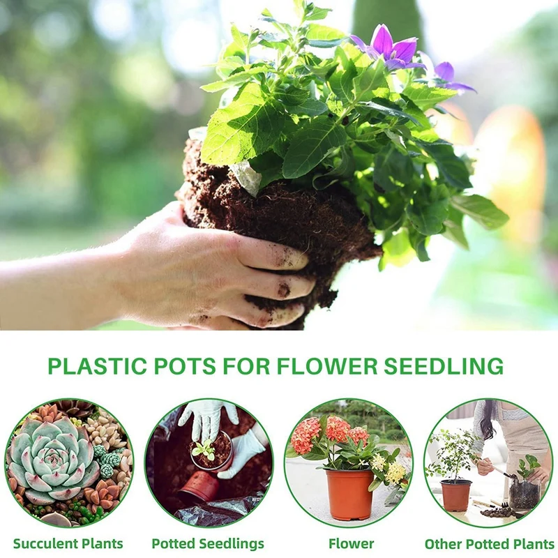 1200Pcs 4 Inch Plastic Flower Seedlings Nursery Supplies Planter Pot/Pots Containers Seed Starting Pots Planting Pots 3