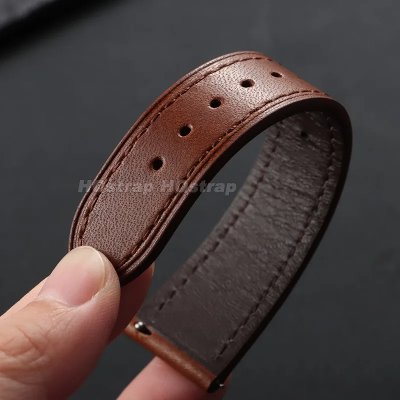 Vintage Full Grain Leather Watch Strap - Genuine Cowhide Comfort Wristband for All Genders