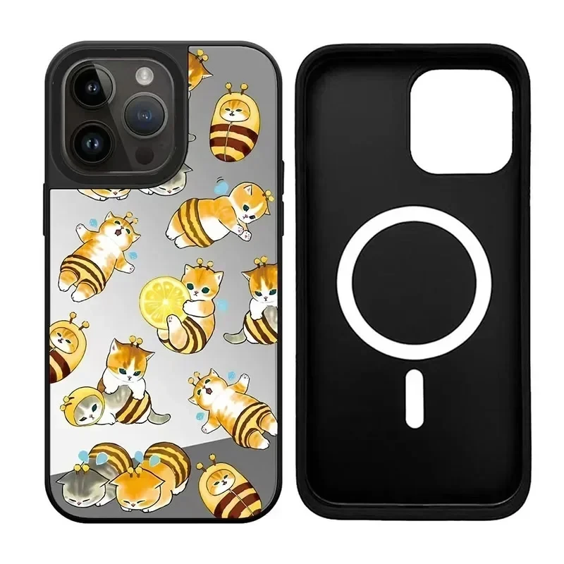 

Mirror Surface Honeybee Cat Cute iPhone 11 12 13 14 15 Pro Max Case - Protective iPhone Case with MagSafe