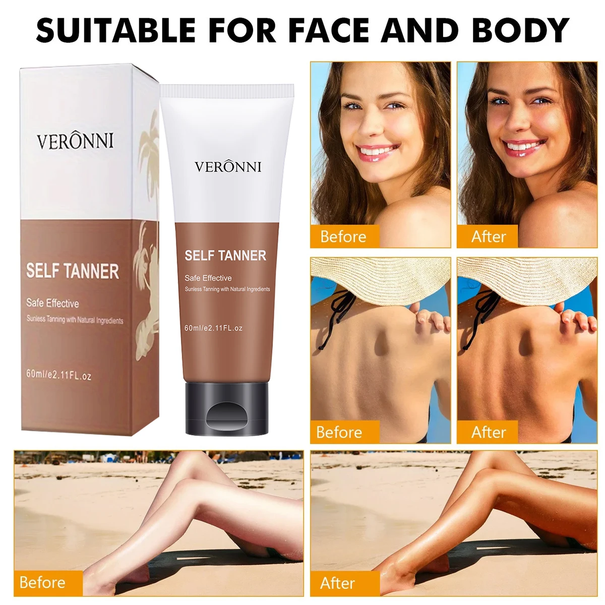 BODY TANNING OIL Bronzing Cream,Ultra Moisturizing&Tan Boosting,Natural Streak-Free Tinted self-Tanning Care For Body and Face