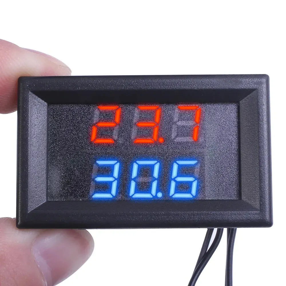 미니 LED 듀얼 디스플레이 디지털 온도 센서, NTC 방수 금속 프로브 온도 테스터, DC 4V 28V, 0.28 인치