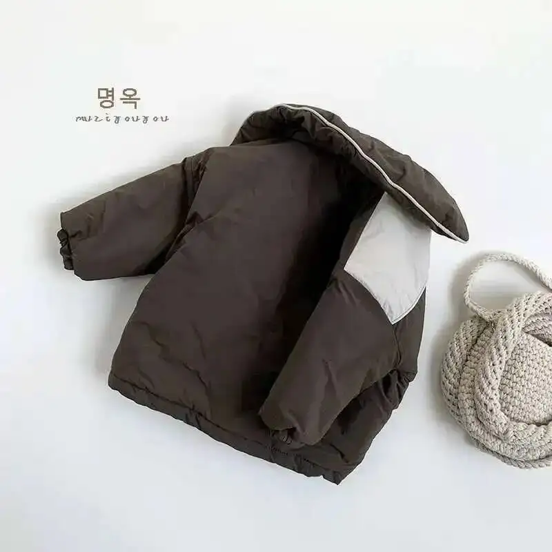 Herbst Winter Kinder Jacken 1-8Y Jungen Dicke Warme Patchwork Taste Baumwolle gefütterte Mäntel Tops Kleinkind Oberbekleidung Für Kinder kleidung – Detail 3