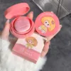 Gege Bear Air Cushion Blush Cream Waterproof Lasting Natural Cream Cheek Tint Blush with Puff Peach Pink Rouge Girl Blush Makeup 1