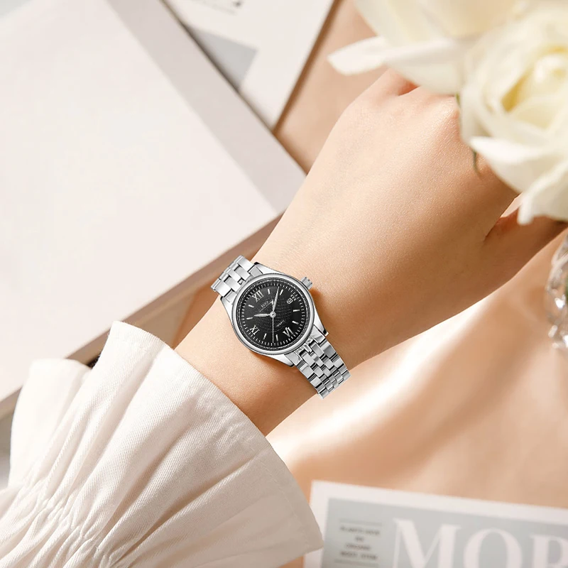 Luxury Gold Watches Women Small Dial Steel Waterproof Quartz Female Hand Clock Blue Vintage Original Ladies Wristwatches Silver