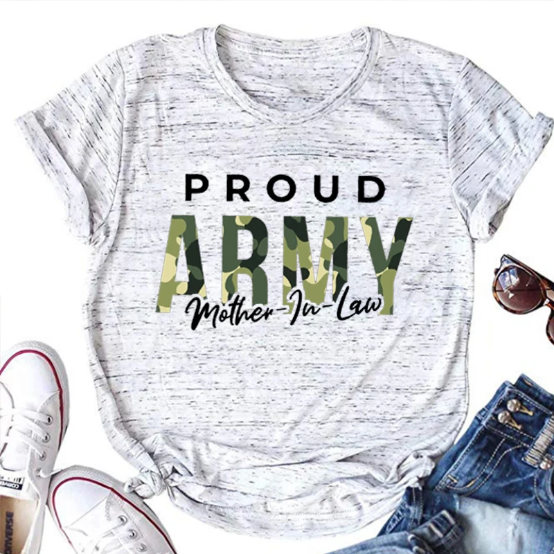 

Proud Army Mother Shirt Gift for Army Mother Graduation Shirts Army Family Outfit Aesthetic Women Clothing L