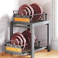 2-Tier Pull Out Organizer with Slide Drawers Adjustable Height Under Sink Storage Rack for Kitchen Bathroom Cabinet Storage Rack 6