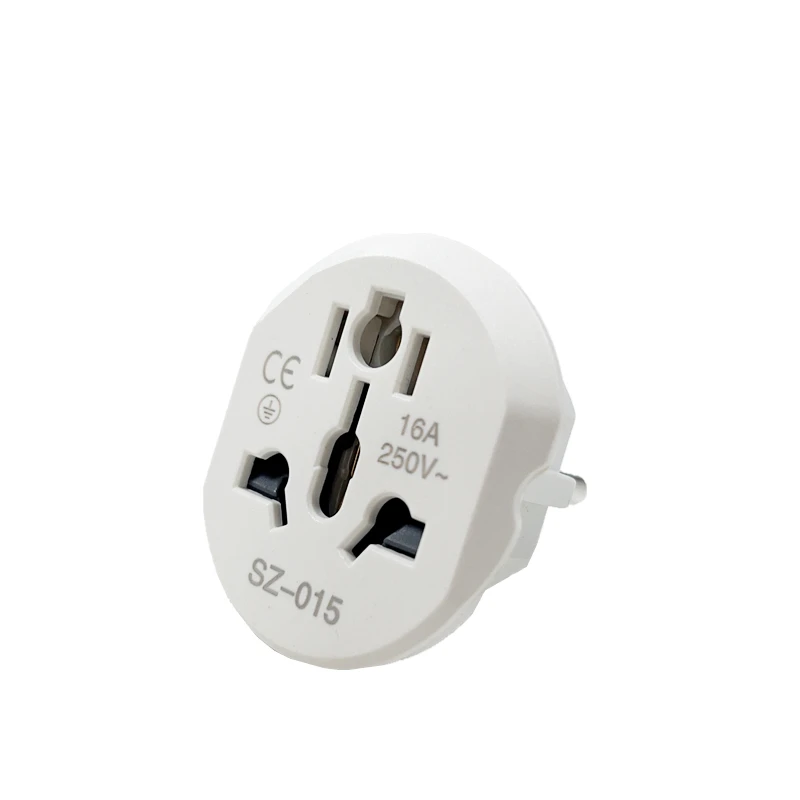 Power Adapter EU Plug Adapter 16A 250V Travel Adapter Converter 2 Round Socket Universal AU US UK CN To EU KR Wall Socket Outlet