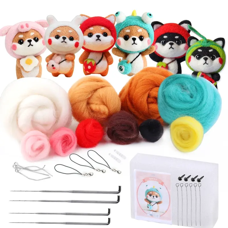 

Nonvor Wool Felting Package Material Animal Handmade Toy Non-Finished DIY Arts Crafts Needlework Yarn Needle Felting Starter Kit