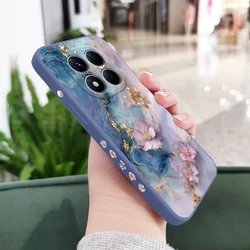 Pearlescent Flower Silicone Phone Case Cover for Poco X6 (Light Blue)